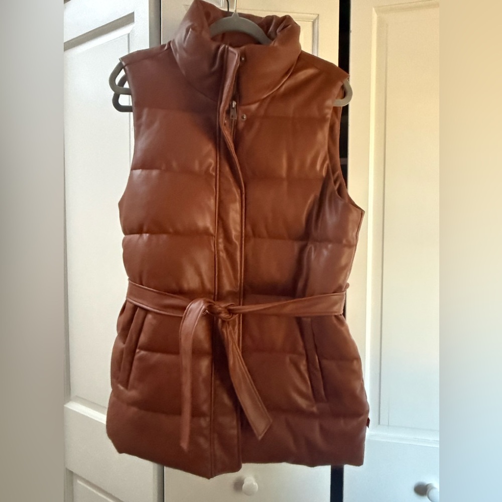 Levi's Belted Water Resistant Faux Leather Puffer Vest